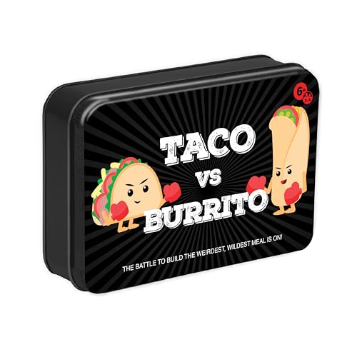 Taco vs Burrito Collectors Tin - The Wildly Popular Surprisingly Strategic Card Game Created by a 7 Year Old - 5 Ways to Play - Fun Family Games for Kids and Adults, Game Night, Travel Games
