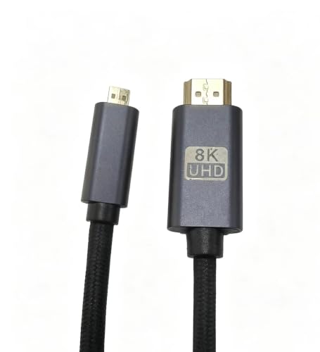 TagBreet 48Gbps 8K Micro HDMI 2.1 Cable2FT, Bi-Directional, Braided Aluminum Shell, Supports 8K@60Hz/4K@240Hz HDR Dolby eARC, for Action Cams, SBCs, DSLRs, OLEDs, Capture Cards