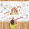 TagreSpike Rainbow Coloring Poster 43.3 x 29.5 Inch Giant Rainbow Coloring Sheets Motivational Words Coloring Tablecloth DIY Painting Craft for Wall Classroom Home Birthday Party Decoration
