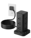 Tagzilo Power Strip Tower with Surge Protector 1800J, Fast Charging Tower PD20W USB-C Ports with 12 AC Outlets, Extension Cord for Home Office Dorm Room, 9.8ft, Black