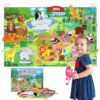 Taika 43x28 inch Zoo Animals Felt Story Board Set, 41Pcs Jungle Animals Toys, Thicker Flannel Board, Preschool Learning Toy, Interactive Storytelling Teaching Play Activity Kits