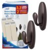 TAILI Metal Adhesive Hooks for Wall No Damage, 2 Pack Heavy Duty 3.3 LBS Removable Large Hooks for Coats, Wreath, Towels, No Drill for Home, RV, Dorm, Rental, Decorative Brown Hangers & 4 Strips