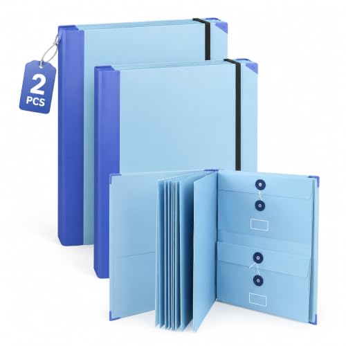 Taiyangxia 2 Pack Important Document Organizer Folder, 12 Envelopes in 3 Sizes, A4 Letter Size Folio Binder for Certificates, Passports, Photos, Family Records and Home Office Files