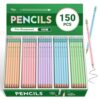 Taja 150 Pack #2 HB Pencils, Bulk Pre-Sharpened Wood-Cased Pencils with Erasers, Large Pack Writing & Drawing Pencils for School Classroom Testing, Macaron
