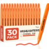 Taja 30 Pack Highlighters, Orange, Chisel Tip with No Bleed Ink