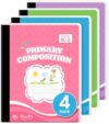 Taja 4 Pack Primary Composition Notebook K-2, Cute Composition Book Primary Ruled, 9-3/4" x 7-1/2", 160 Pages (80 Sheets), Perfect for School Office Supplies, Pastel Colors