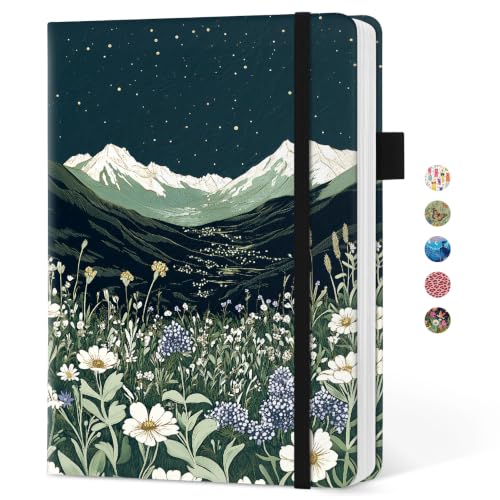 Taja Aesthetic Lined Journal for Women, Pretty 6" x 8" Notebook for Work & Note with 160 College Ruled Pages, Hardcover Leather Notebook for Journaling, Note Taking, Bible Study, Vallis Starlight