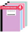Taja Composition Notebooks College Ruled, 4 Pack Aesthetic Composition Notebooks, 160 Pages (80 Sheets), 9-3/4" x 7-1/2", Pastel Colors, Perfect for School, Office and Note Taking