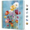 Taja Large Spiral Lined Journal for Women, 8.5" x 11" Notebooks for Work Collge Ruled, A4 Aesthetic Cute Journaling Notebooks for Writing, Plastic Cover, Floral Verse