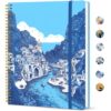 Taja Large Spiral Lined Journal for Women, 8.5" x 11" Notebooks for Work Collge Ruled, A4 Aesthetic Cute Journaling Notebooks for Writing, Plastic Cover, Amalfi Dreams