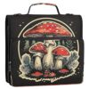 Takiito 3 Ring Zipper Binder Red Mushroom Binder Organizer Portfolio with File and Shoulder Strap & Handle Large Capacity File Folder