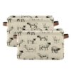 Takiito Cute Sheep Storage Bin for Organizing Shelves, Fabric Storage Basket with Sturdy Handles for Closet Shelf Dormitory Organizer, 2 Pack