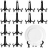 Takingup Plate Stwith, 12Pcs 4 inch Black Plastic Easels Display Stwiths Photo Holder for Home, Plate Stwiths for Display