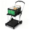 Takywep Foldable 2-Tier Cart, Aluminum Grocery Trolley w/Detachable Crate