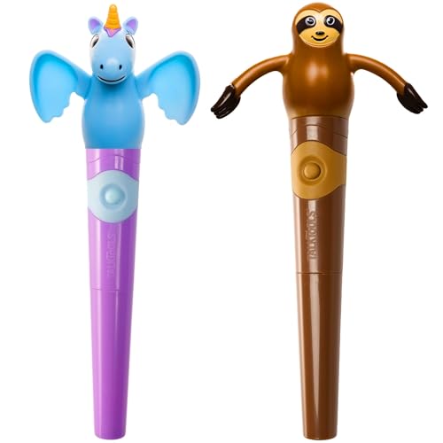 TalkTools Jiggler Oral Motor Tool for Kids - Oral Facial Massager, Sensory Awareness for Jaw & Lips, Calming Vibration for Lip Rounding & Feeding | Unicorn & Sloth, Set of 2