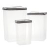 Tall Food Storage Containers Set of 3, Airtight Lids Clear BPA-Free Plastic