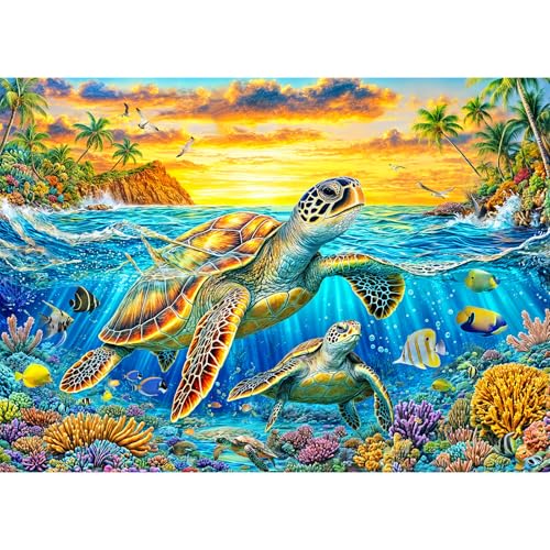 TangComplete - Golden Turtle Puzzles Flower of Life Puzzles for Adults 1000 Piece, Jigsaw Puzzles for Adults, Adult Challenging Game Toys, Impossible Puzzle, Family Decoration Puzzle