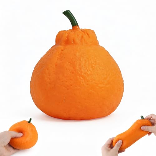Tangerine Squishy, Fast Rising Stress Relief Fruit, Realistic Fruit Fidget Hand Toy for Anxiety & Sensory Needs, Classroom Rewards & Calming Toys for Teens Adults (Tangerine)