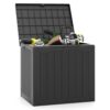 Tangkula 30 Gallon Outdoor Storage Box, Resin Outdoor Storage Bench with Lockable Lid, Waterproof Deck Box for Garden Tools, Pool Accessories, Cushions