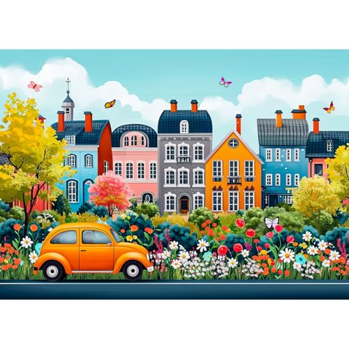 TangMosaic 1000 Piece Puzzle for Adults, Small Town Scenery Jigsaw Puzzle, Impossible Puzzles Game, Interlock Perfectly No Dust, Home Decoration Puzzle, Gifts for Easter Father's Mother’s Day