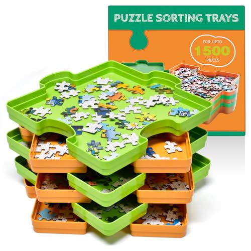 TangMosaic 6 Stackable Puzzle Sorting Trays, Fit 1000/2000/5000 Pieces Jigsaw Puzzle, Multi-Purpose Organizer for Puzzle Lovers