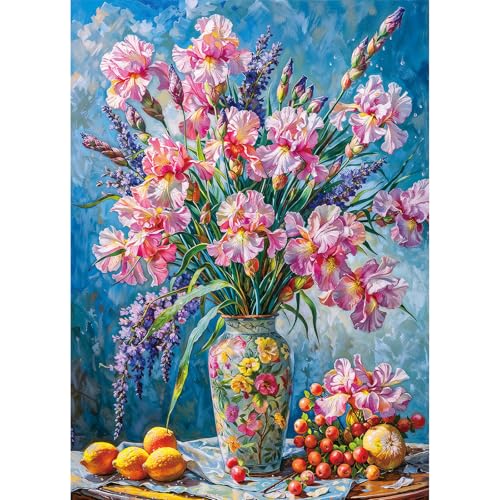 TangMosaic Puzzles for Adults 500 Pieces, Jigsaw Puzzle for Adults, Fun Challenging Family Puzzle -Iris Flowers Puzzles Game, Interlock Perfectly No Dust, Gifts for Easter Parents Mother’s Day