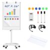 Tankee Mobile Whiteboard 40x26 Inches White Board Dry Erase Board on Wheels
