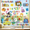 Tanlaby 9 Sheets Back to School Window Clings First Day of School Window Stickers Owl School Bus Ruler Pencil Crayon Decals for Classroom Playroom Nursery Decor Welcome Party Supplies