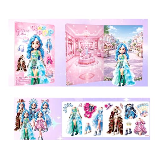 Tanlbrze Magnetic Paper Dolls Magnet Dress Up Game Dolls Kits Magnet Toys for Travel Toys Toddler Travel Road Trip Activities Magnetic Games Kids Girls Ages 4-7-8-12 Birthday Gift
