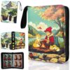 TanoShiimii Trading Card Binder, 400 Pocket Card Album, 3-Ring Refillable Binder with Zipper, Water-Resistant PU Leather for TCG Collectors, Kids and Friends Twilight Trainer