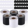 TaoBary 196.8 ft Black White 6 Rolls Colorful Classroom Bulletin Board Borders Scalloped Trim Summer Bulletin Board Decorations for School Whiteboard Cork Poster Chalkboard Wall