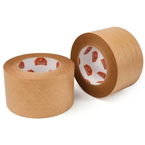 TAPEBEAR Reinforced Kraft Paper Tape Self Adhesive 3Inch x 55Yard, Eco-Friendly Brown Gummed Packing Tape Heavy Duty for Security Sealing, Heavy Duty Packaging and Shipping, 2Rolls