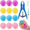 Tasdurian 12 Pcs DIY Stress Ball Making Kit, Colorful Blank Stress Pressure Product Skin with Vacuum Evacuating Device & Expander Tool Make Your Own Fidget Pressure Things for Adults (Grass Balls)