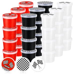 Tasdurian 24 Pack Race Car Party Favors Stretchy Butter Bulk, Red Black White Stress Relief Crystal Mud, Non Sticky Safe Birthday Goodie Bag Stuffers, DIY Craft for Reward Party Supplies