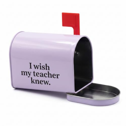 Tasdurian Teacher Mailbox Set Include 8.2" White Metal Classroom Mailbox with Lock and 50 Cards I Wish My Teacher Knew Suggestion Box for School Classroom Student Gifts Social Emotional Learning