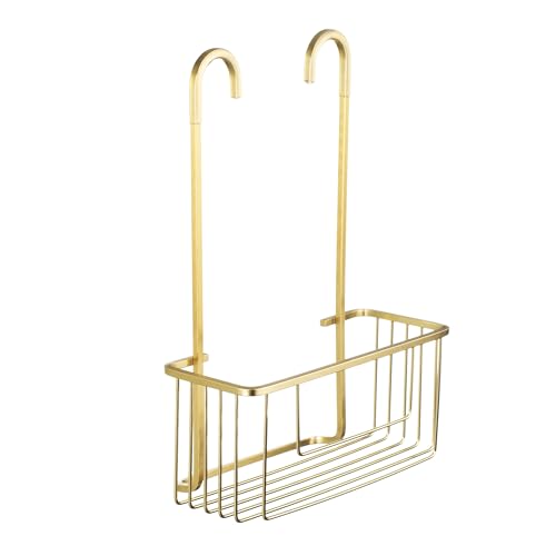 TATAY Shower Caddy Aluminium | Resists Humidity and Corrosion | Supports 8 kg | Easy No-Drill Installation | Hanging Shower Basket with Efficient Drainage | 28 x 12,8 x 38,5cm - Pale Gold