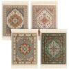 Tatuo 4 Pieces Rug Table Coasters Table Drink Holders Oriental Design Fabric Carpet Drink Mats Oriental Design Fabric Elegant Carpets Kitchen and Bar Mats for Home Office (Boho,Square)