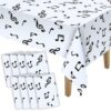 Tatuo 8 Pieces 108 x 54 Inch Music Themed Party Decorations Disposable Musical Notes Tablecloth Plastic Table Cover Birthday Jazz Rock Party Decoration Supplies