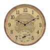 Taylor Bourbon Barrel Poly Resin Indoor and Outdoor Clock and Thermometer, Home Decor for Garden, Patio, Pool, and Indoor Areas, 14-inch, Multi-Color
