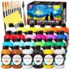 TBC The Best Crafts 24 Colors Acrylic Paint Set, 250ml (8.45oz) Each, Non-Toxic, Includes 10 Professional Brushes + Sponge + Painting Knife, for Canvas Wood Ceramic Rock Painting & DIY Crafts for Adults Artists