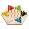 Tbest Chinese Checker Game Set Rubber Wood Checkers Strategy Board Game with Colorful Checkers for Family Entertainment Brain Training