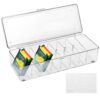 Tea Bag Organizer, 8 Slot Clear Tea Bag Holder with Lid, Drink Packet Holder, Pantry Storage Divider Container with Label Stickers and Zip Ties, Clear Beverage Bag Storage Bin for Kitchen and Office