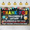 Teacher Appreciation Banner Thank You Teachers Banner Teacher Staffs Appreciation Week Backdrop Hanging School Office Background Decorations Teachers Day (63 x 39.3")