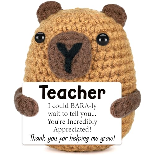 Teacher Appreciation Gifts for Men Women, End of Year Back to School Teacher Gifts, Retirement Thank You Gift for Teachers Birthday Thanksgiving Day Christmas, Crochet Capybara Teachers Desk Decor