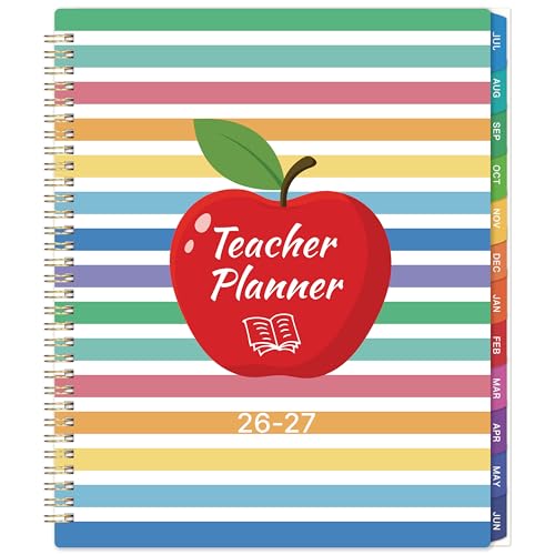 Teacher Planner 2026-2027 - Academic Planner 2026-2027, JUL. 2026 - JUN. 2027, 8.5'' x 11'', Teacher Lesson Planners with Monthly Tabs, Inner Pocket
