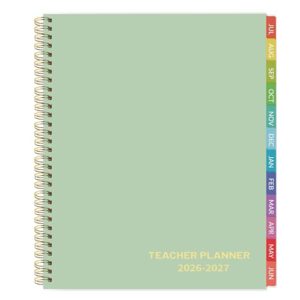 Teacher Planner 2026-2027 - Teacher Planner 2026-2027 Academic Year, July 2026 - June 2027, 8.7" x 10.8", Weekly & Monthly Lesson Plan Book with Monthly Tabs, Golden Stamping - Green