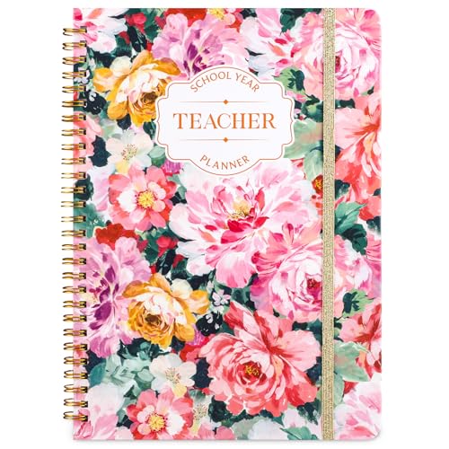 Teacher Planner 2026-2027, 7x10'' Undated Lesson Planners Teacher Planner Academic Year with Elastic Band, Back Pocket for Classroom or Home school Use,Watercolor Floral