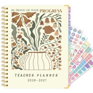 Teacher Planner 2026-2027 | Academic Year Teacher Lesson Planner, July 2026-June 2027, 8.5"x11" Weekly & Monthly Lesson Plan Book with Pocket, Stickers & Laminated Tabs
