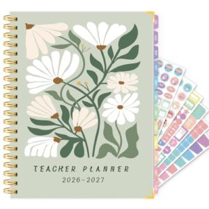 Teacher Planner 2026-2027 | Academic Year Teacher Lesson Planner, July 2026-June 2027, 8.5"x11" Weekly & Monthly Lesson Plan Book with Pocket, Stickers & Laminated Tabs