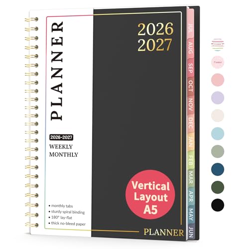 Teacher Planner 2026-2027, Forvencer Academic Planner 2026-2027, Jul 2026 - Jun 2027, 6.3" x 8.5", Weekly & Monthly Planning Book with 7 Periods, School Agenda for Teacher Student, A5,Black